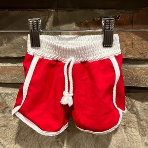 Lulu + Roo Retro Red Shortie Swim Trunks